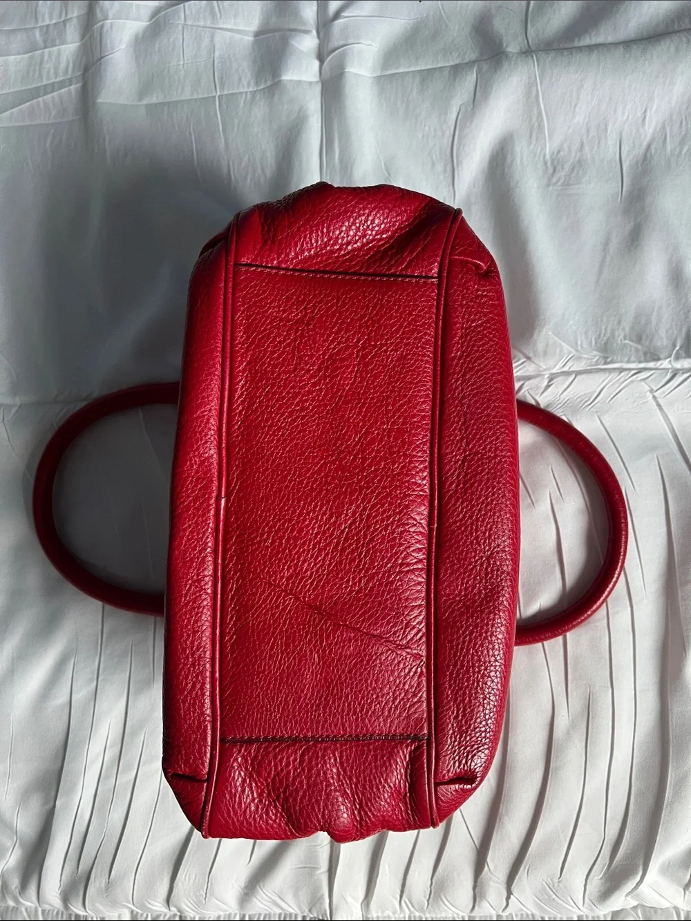 Marc by Marc Jacobs Vibrant Red Leather Satchel with Gold Hardware